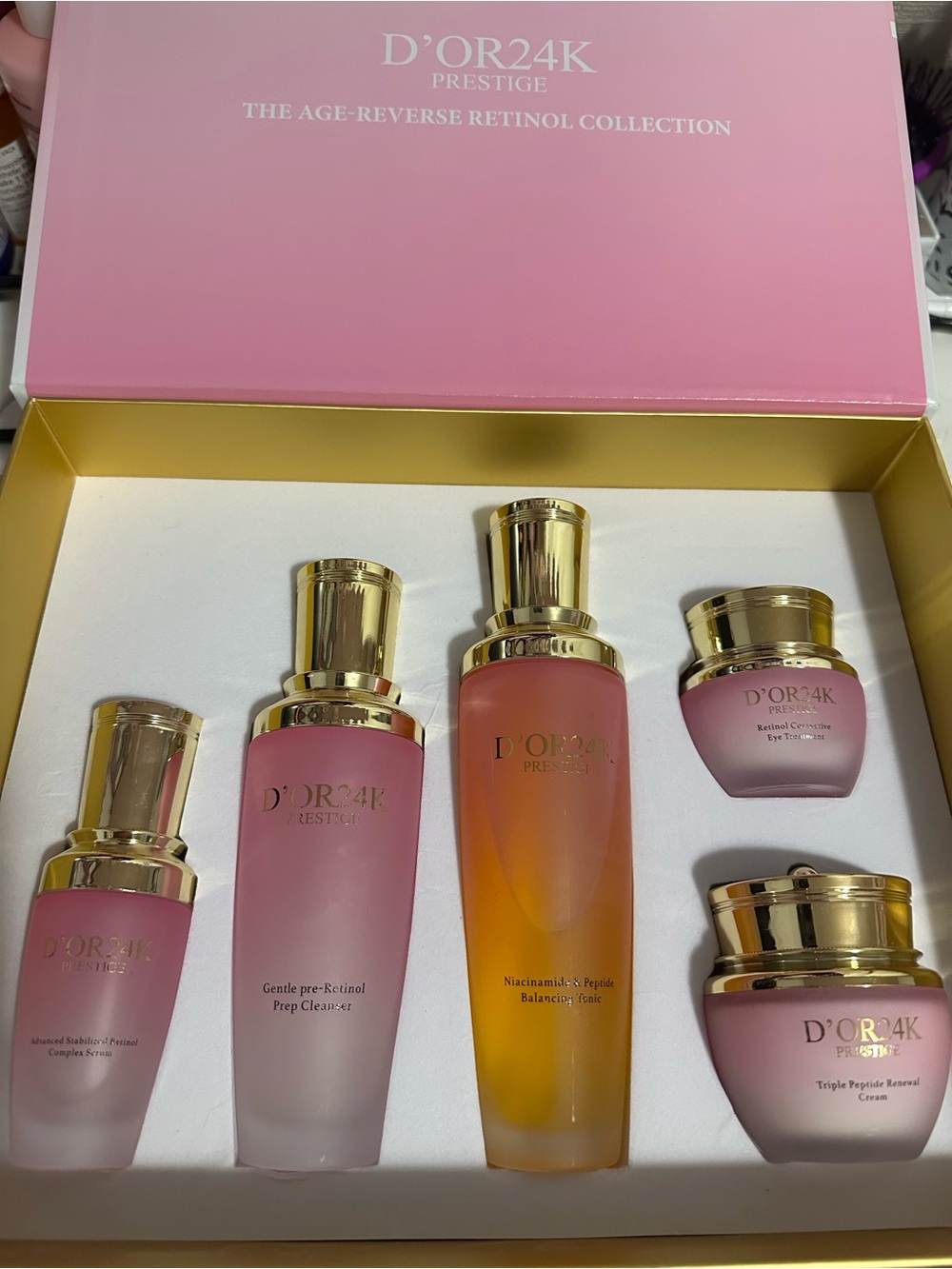 D'OR24K Prestige Pink & Gold Retinol Skincare Set — Cleanser & Exfoliant